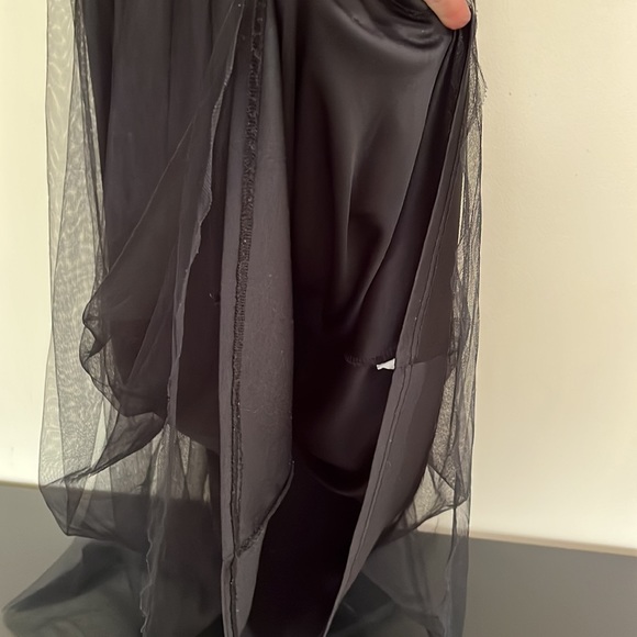 Finn & Clover Long Tulle Scoop Neck Dress | Stripes White Black - Picture 6 of 12